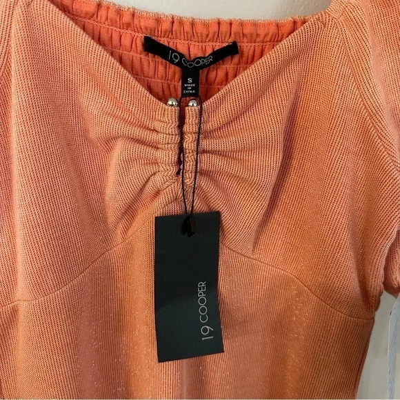 19 Cooper Nordstrom Women's Short Sleeve Salmon Off-Shoulder Maxi Dress Sz S NWT - Picture 10 of 16